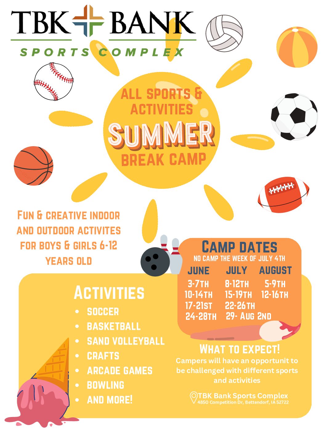 All Sports and Activities Summer Break Camp TBK Bank Sports Complex